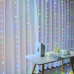 Guirnalda de luces LED con Control remoto para decoración navideña, cortina con USB para boda, lámpara de 3M para vacaciones, Bo